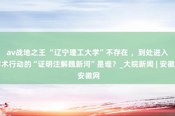 av战地之王 “辽宁理工大学”不存在 ，到处进入学术行动的“证明注解魏新河”是谁？_大皖新闻 | 安徽网