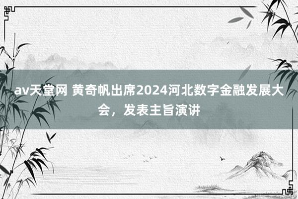 av天堂网 黄奇帆出席2024河北数字金融发展大会，发表主旨演讲