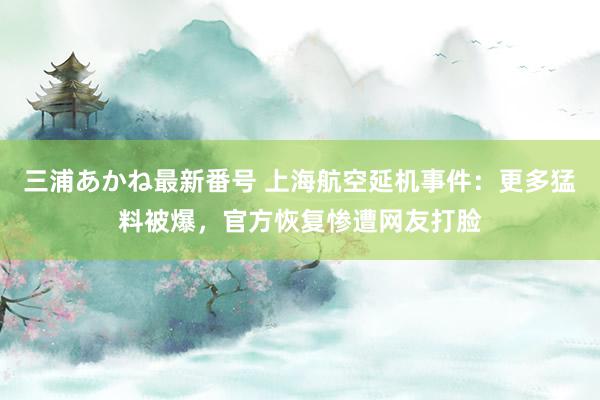 三浦あかね最新番号 上海航空延机事件：更多猛料被爆，官方恢复惨遭网友打脸