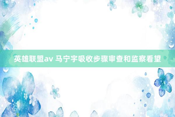 英雄联盟av 马宁宇吸收步骤审查和监察看望