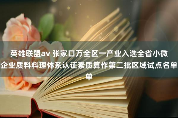 英雄联盟av 张家口万全区一产业入选全省小微企业质料料理体系认证素质算作第二批区域试点名单