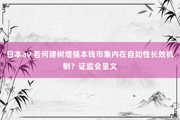 日本av 若何建树增强本钱市集内在自如性长效机制？证监会呈文