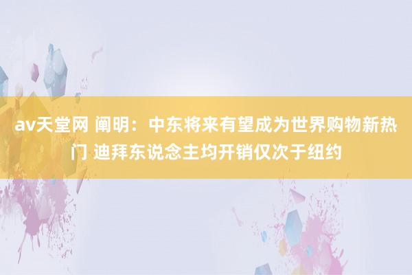 av天堂网 阐明：中东将来有望成为世界购物新热门 迪拜东说念主均开销仅次于纽约