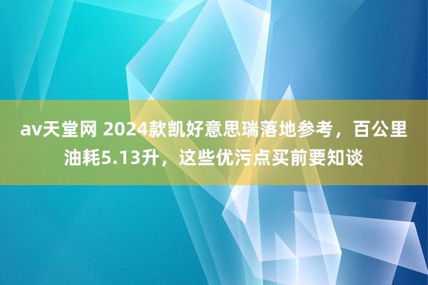 av天堂网 2024款凯好意思瑞落地参考，百公里油耗5.13升，这些优污点买前要知谈